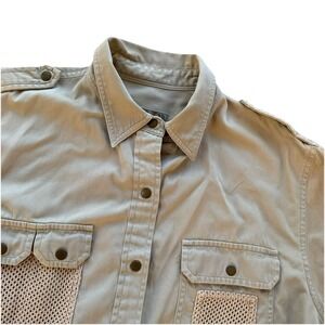 RALPH LAUREN Safari Field Shirt Khaki Utility Pockets womens Size Large fishing